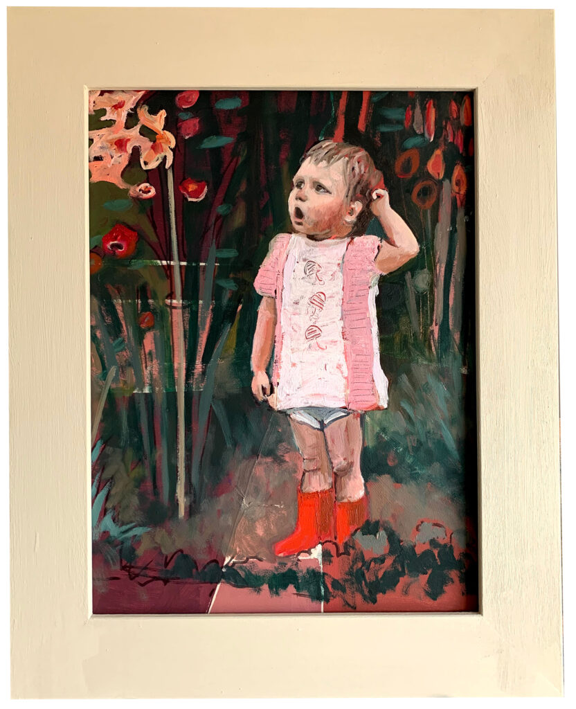 Self-portrait as a child in the flowerbed