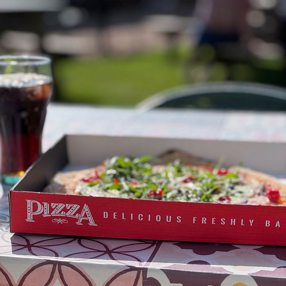 Pizza at the New Flying Horse pub in Wye, Kent